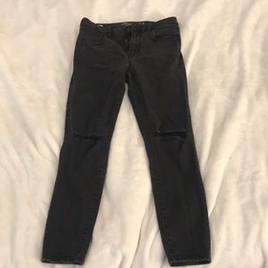 Black high waisted distressed jeans
